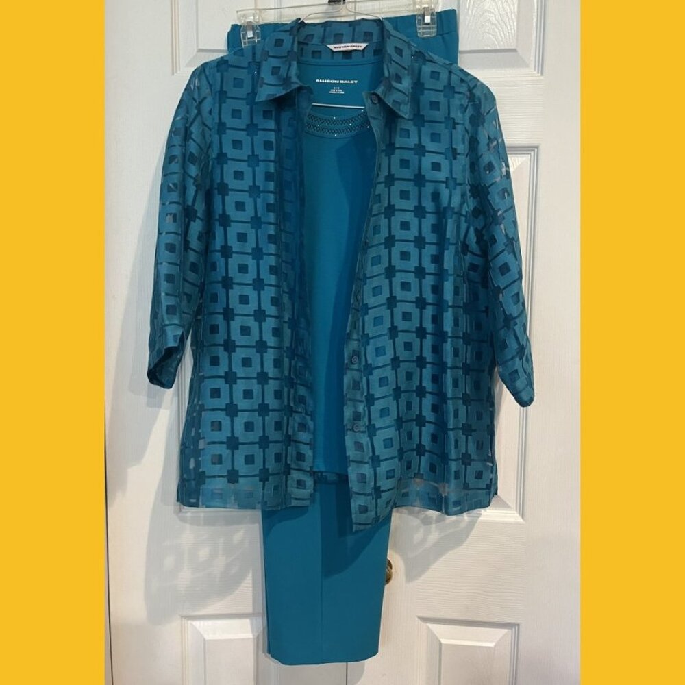 Allison Daley 3 Piece Teal Pant Set, Large 14